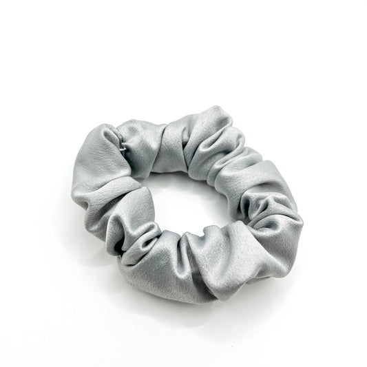 Silver Satin Scrunchie