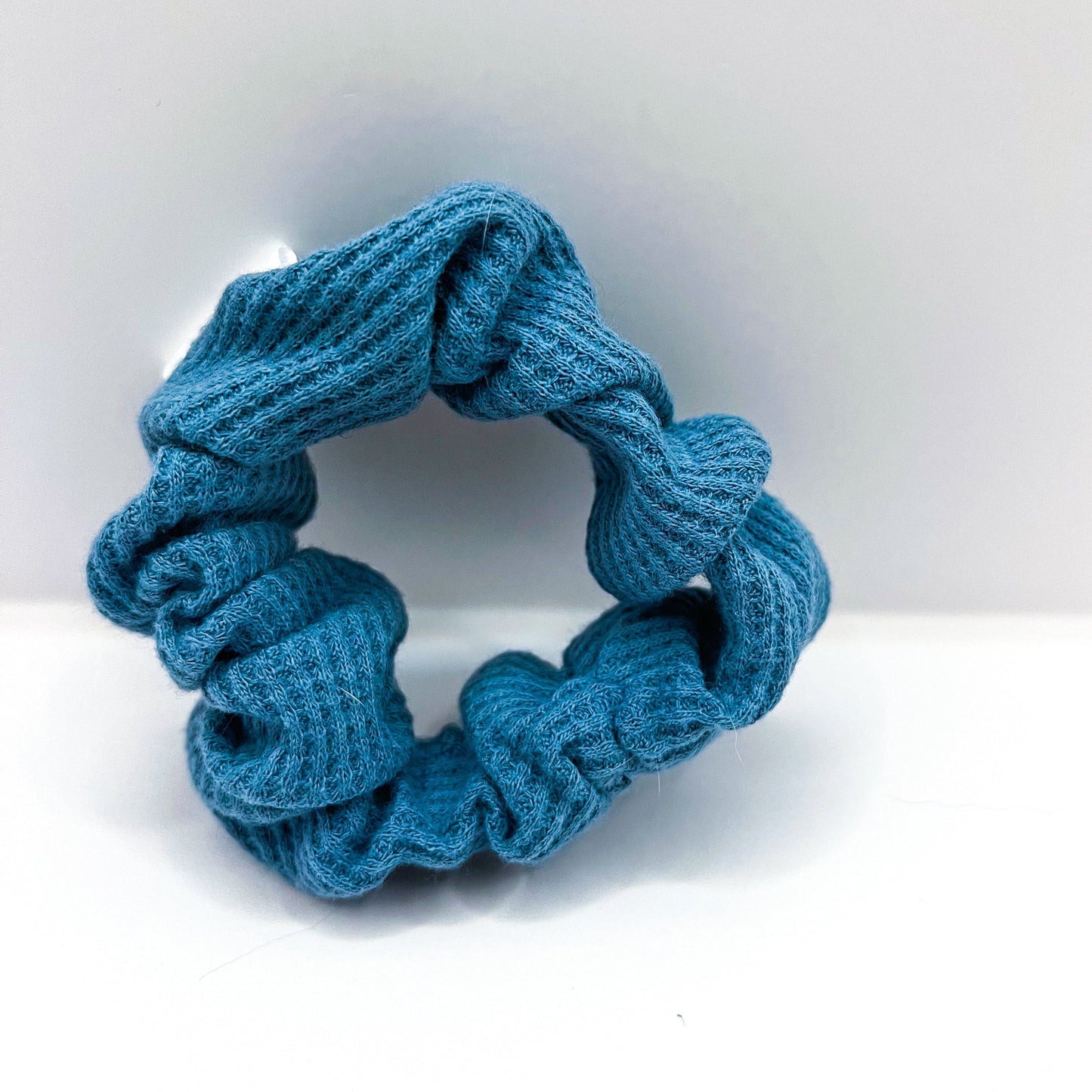 Turquoise Waffle Knit Cotton Scrunchie