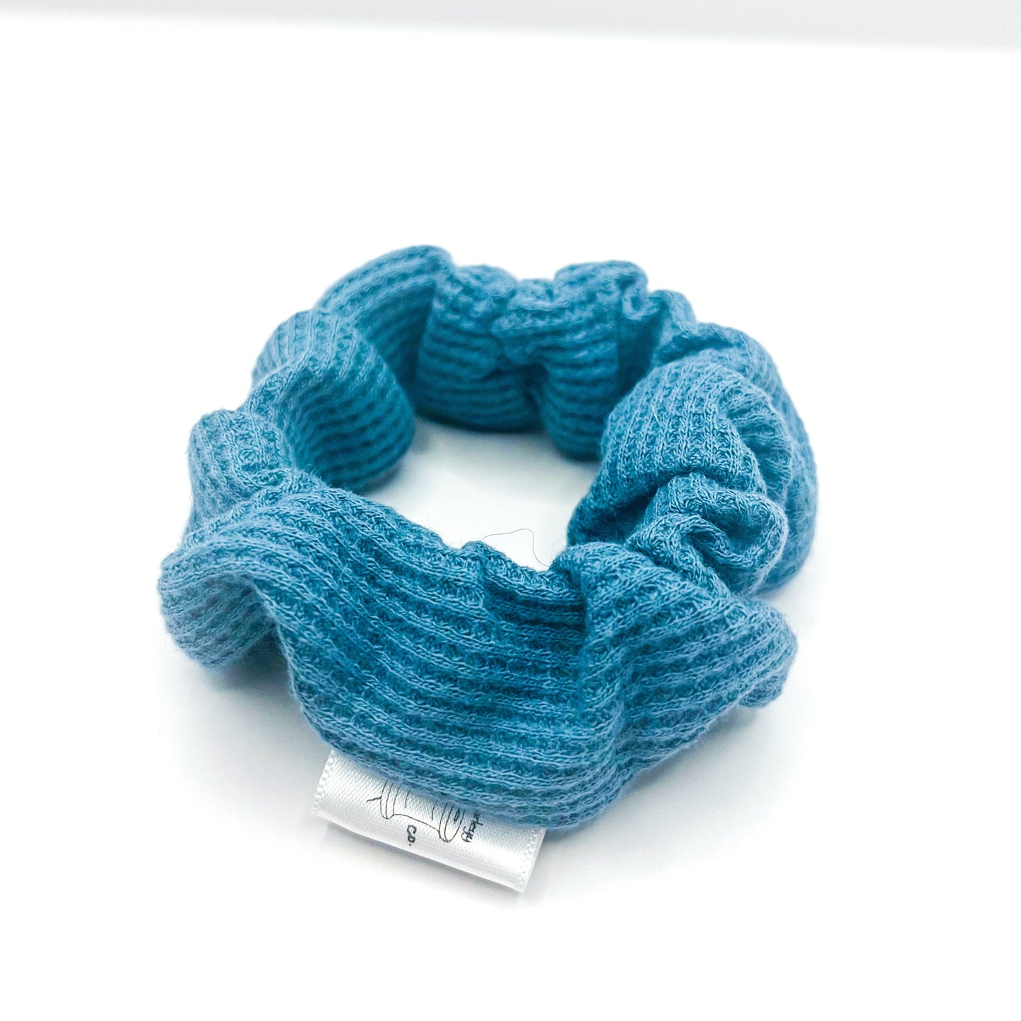 Turquoise Waffle Knit Cotton Scrunchie