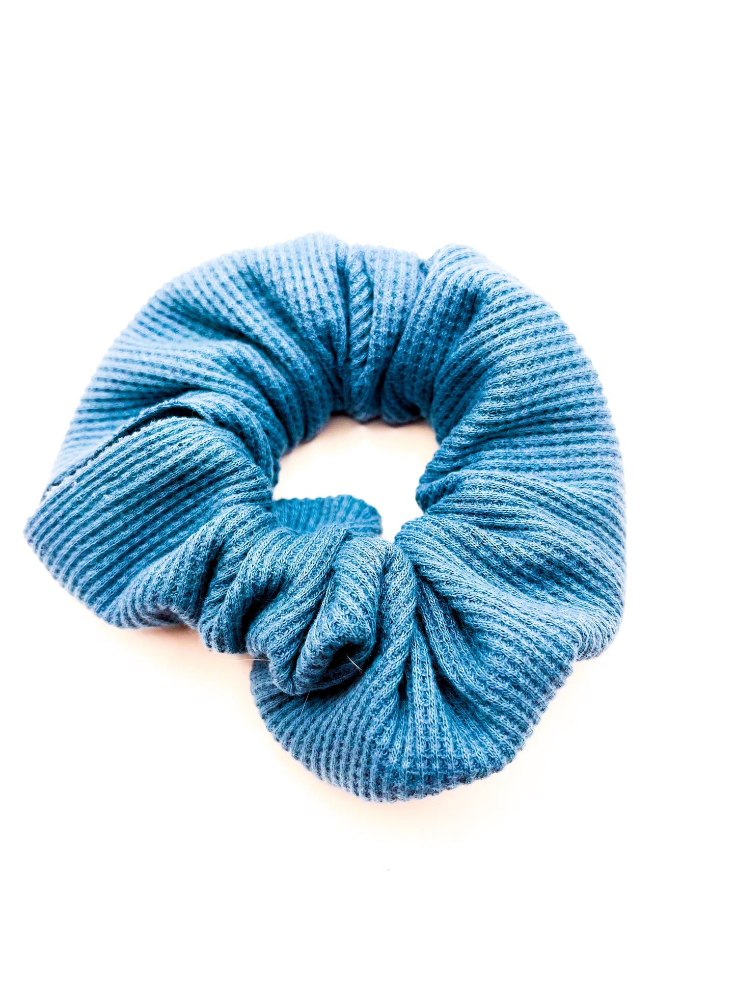 Turquoise Waffle Knit Cotton Scrunchie