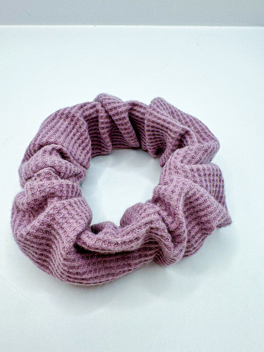 Purple Waffle Knit Cotton Scrunchie