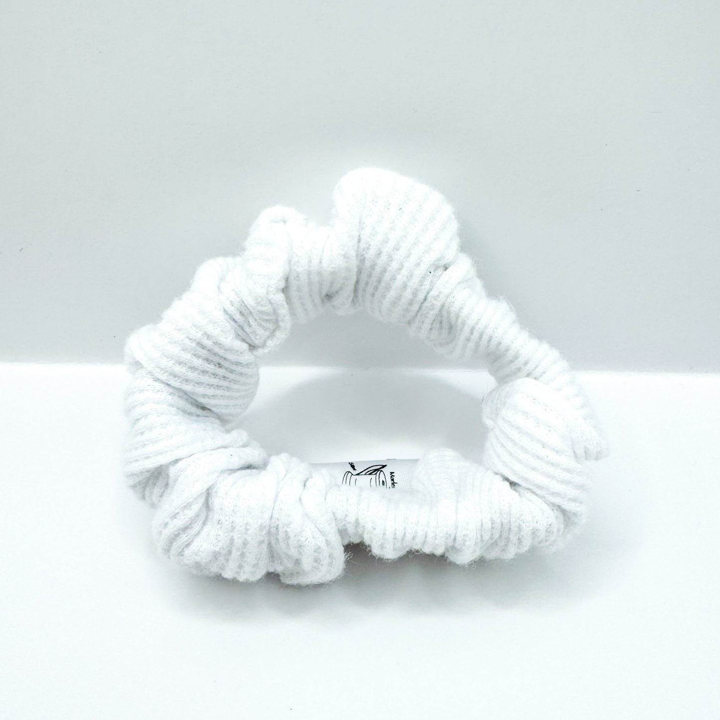 White Waffle Knit Cotton Scrunchie