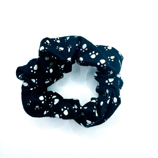 Black Dog Paw Cotton Scrunchie