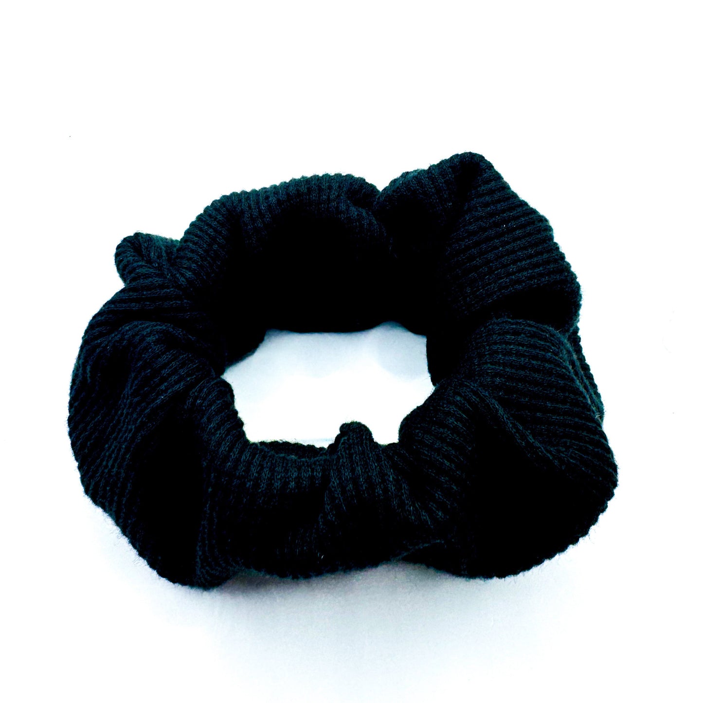 Black Waffle Knit Cotton Scrunchie