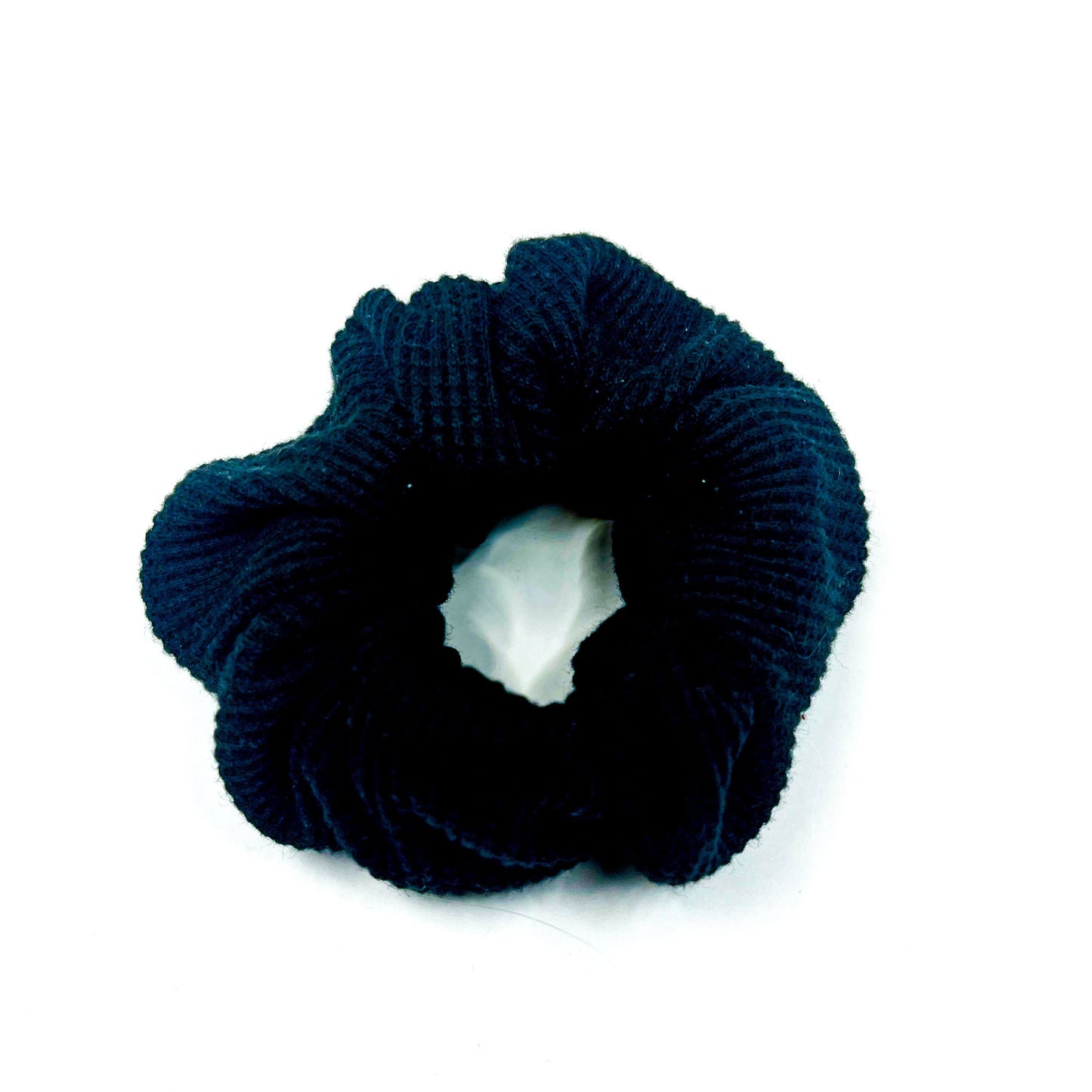 Black Waffle Knit Cotton Scrunchie