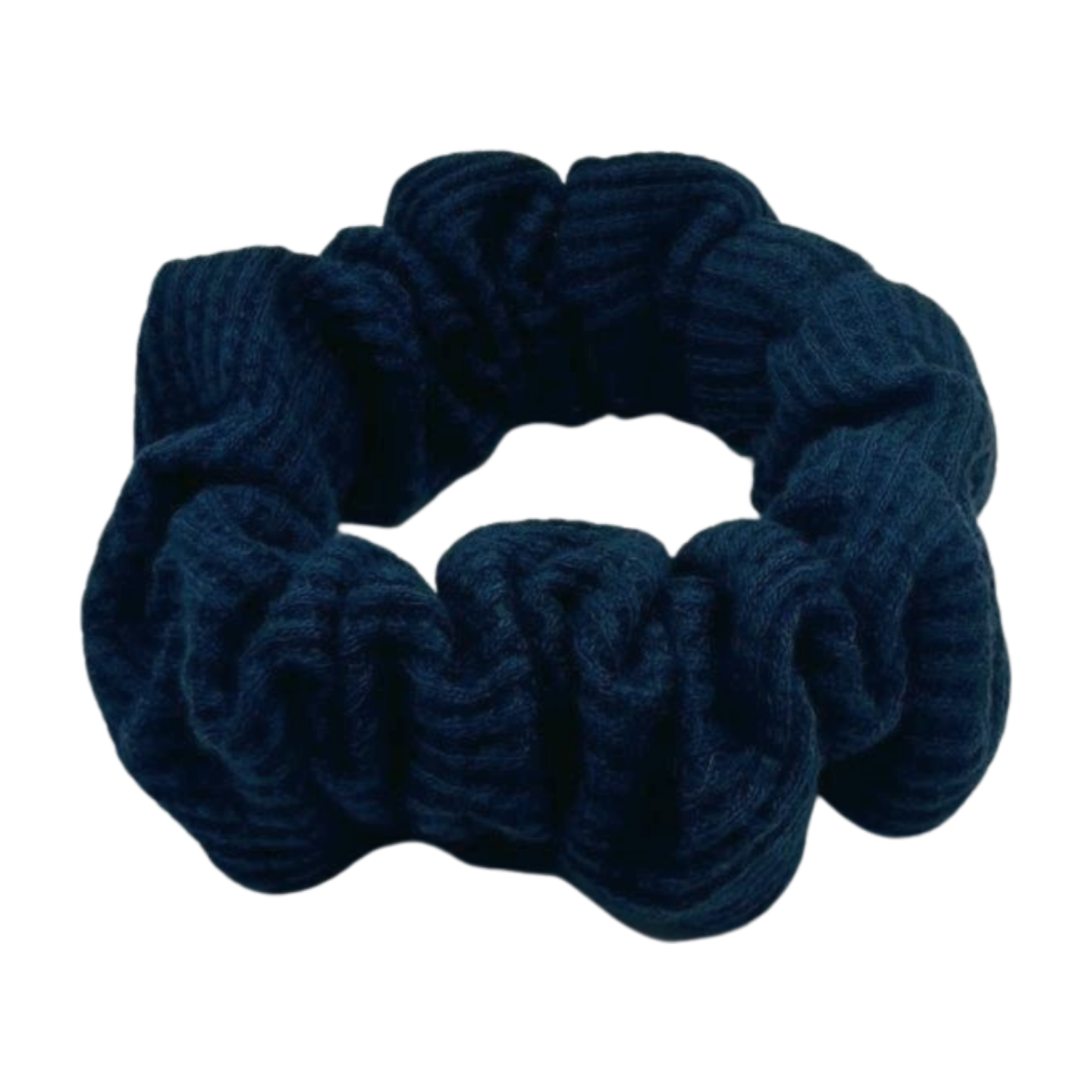 Navy Blue Waffle Knit Cotton Scrunchie