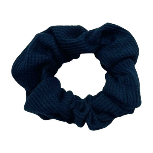 Navy Blue Waffle Knit Cotton Scrunchie