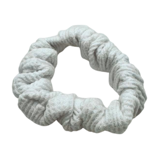 White Waffle Knit Cotton Scrunchie