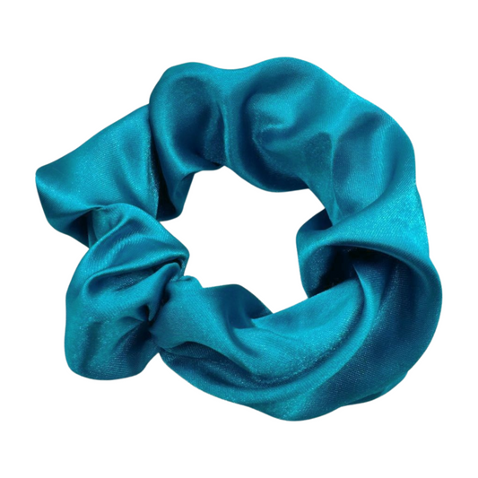 Turquoise Satin Scrunchie