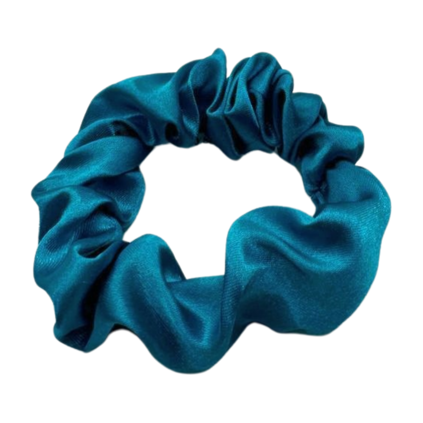 Turquoise Satin Scrunchie